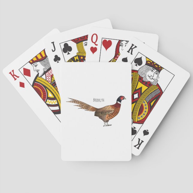 Ring-necked pheasant bird cartoon illustration  poker cards (Back)