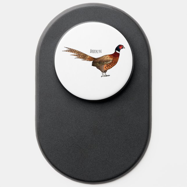 Ring-necked pheasant bird cartoon illustration  PopSocket (Popsocket)