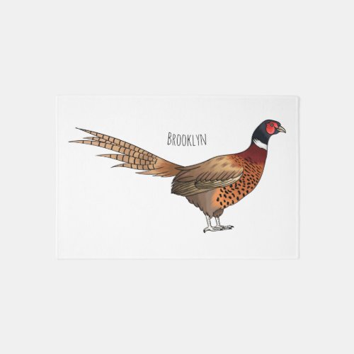 Ring_necked pheasant bird cartoon illustration  rug