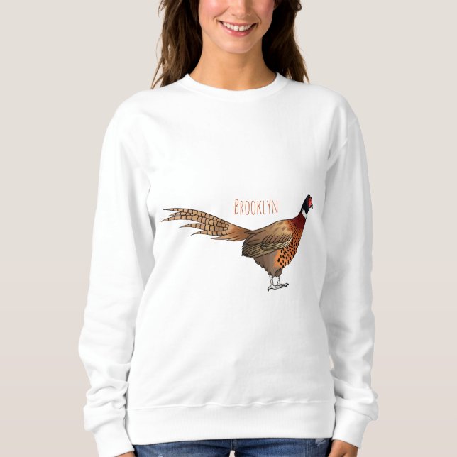 Ring-necked pheasant bird cartoon illustration  sweatshirt (Front)
