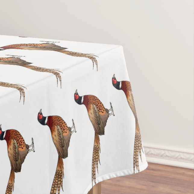 Ring-necked pheasant bird cartoon illustration tablecloth (In Situ)