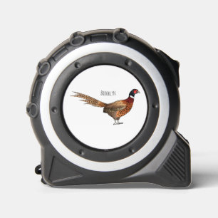 Ring-necked pheasant bird cartoon illustration  tape measure