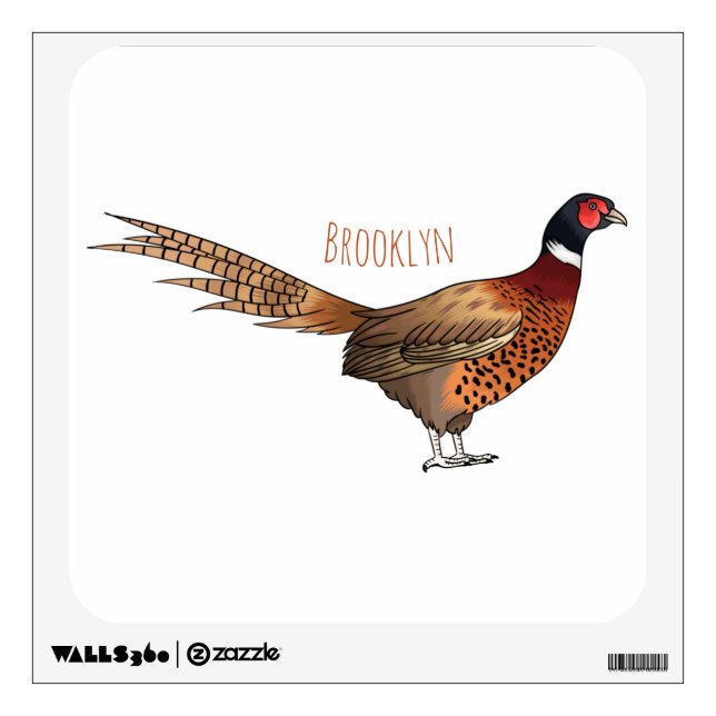 Ring-necked pheasant bird cartoon illustration wall decal (Front)