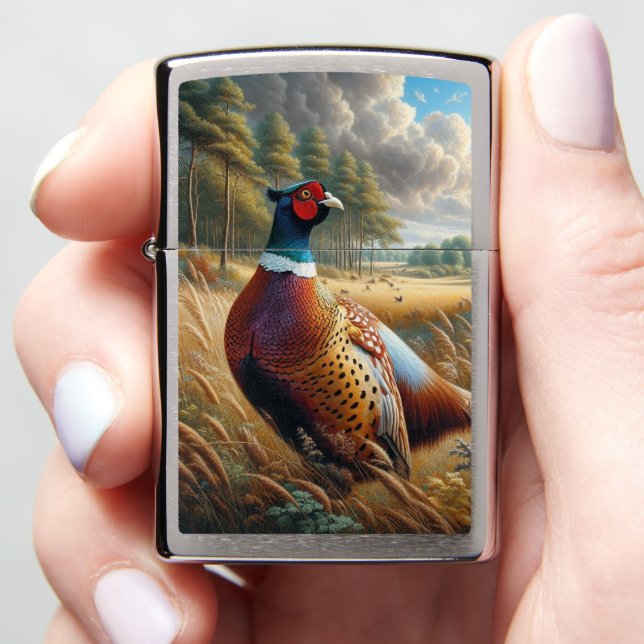 Ring-necked Pheasant Nature  Zippo Lighter (In Hand)