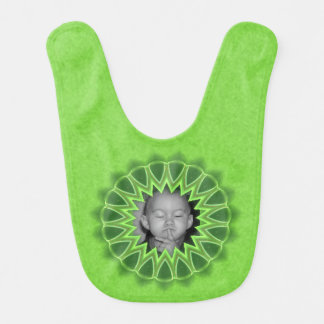 Ring of Green Photo Frame Kaleidoscope Mandala Baby Bib