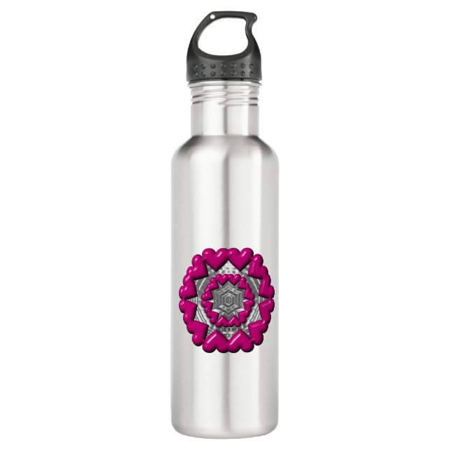 Ring of Hearts Valentine Stainless Steel Water Bottle (Front)