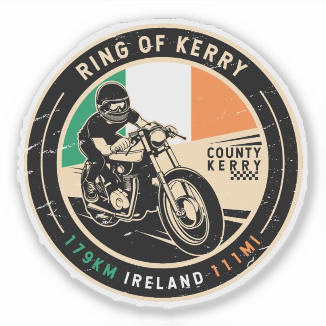 Ring of Kerry Ireland Motorcycle Sticker (Front)