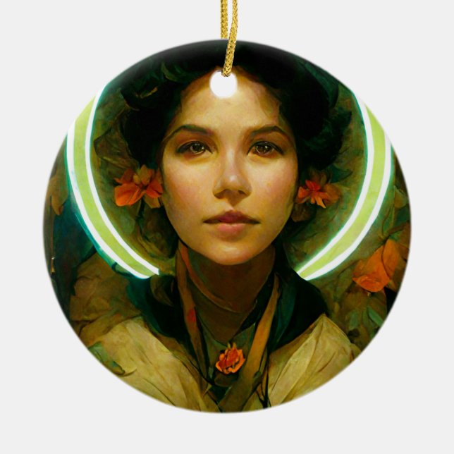 Ring Of Light Fantasy Sci-fi Ceramic Ornament (Front)