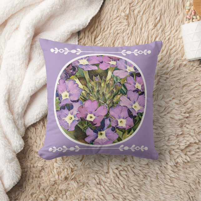 RING OF LIGHT PURPLE FLOWERS THROW PILLOW (Blanket)