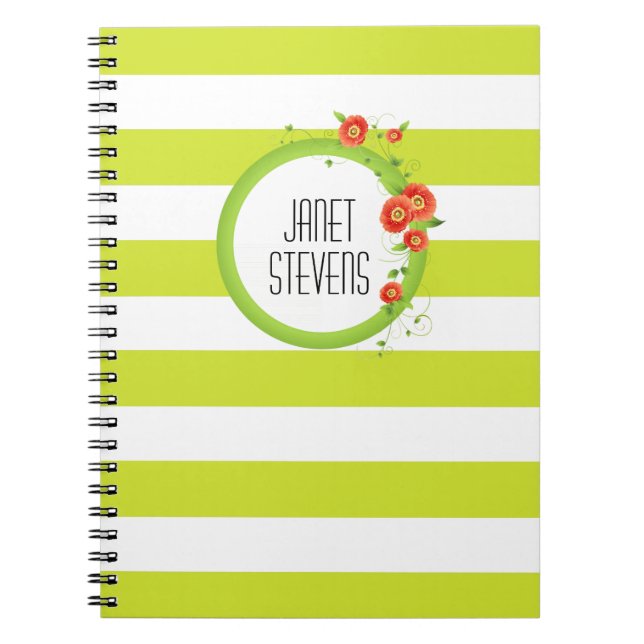 Ring of Poppies Personalized Striped Notebook (Front)