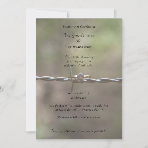 Ring on Barbed Wire Wedding Invitation
