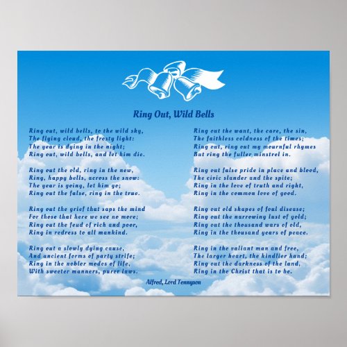 Ring Out Wild Bells New Year Poem Poster