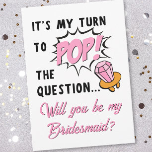 Ring Pop Retro Funny Cute Bridesmaid Proposal Card