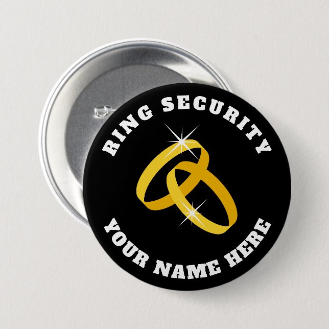Ring security button with name of ring bearer (Front & Back)