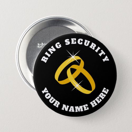 Ring security button with name of ring bearer