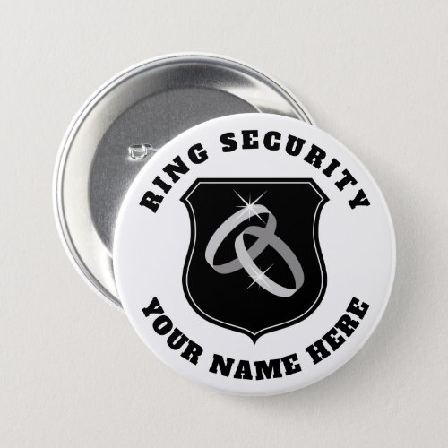 Ring security button with name of ring bearer