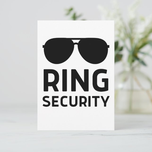 Ring security funny wedding ring bearer kids boys thank you card (Standing Front)