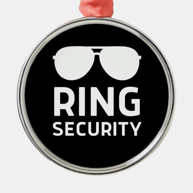 Ring security funny wedding ring bearer kids metal ornament (Front)