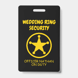 Ring security kid's badge for wedding ring bearer
