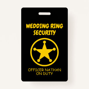 Ring security kid's badge for wedding ring bearer
