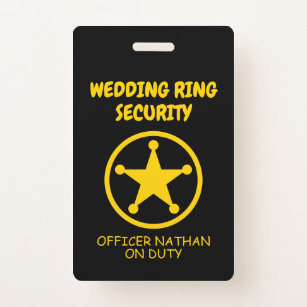 Ring security kid's badge for wedding ring bearer