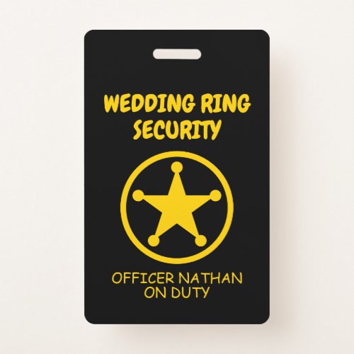 Ring security kids badge for wedding ring bearer