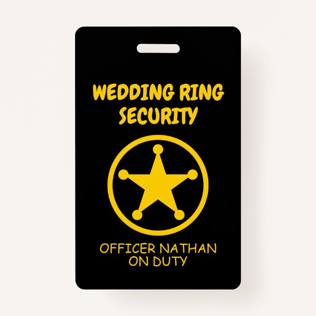 Ring security kid's badge for wedding ring bearer (Front)