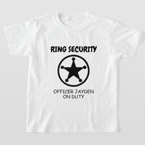 Ring security kids tshirt for wedding ring bearer