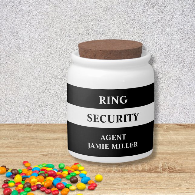 Ring Security Ring Bearer Agent Keepsake Candy Jar (ring security ring bearer agent black and white minimalist keepsake candy jar)