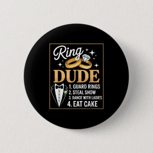 Ring Security Wedding Party Funny Ring Bearer  Button
