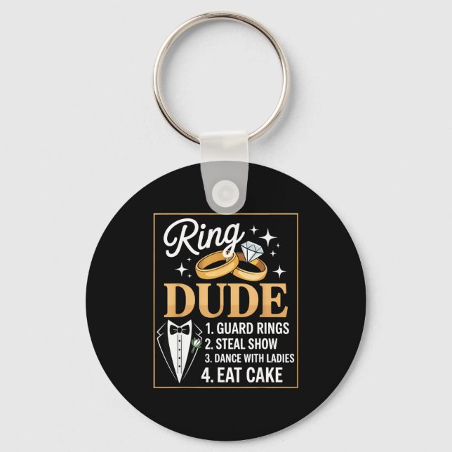 Ring Security Wedding Party Funny Ring Bearer  Keychain (Front)
