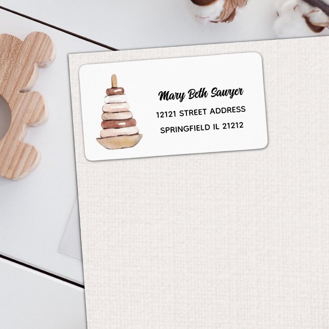 Ring Stack Toy Gender Neutral Baby Shower Address Label (Creator Uploaded)