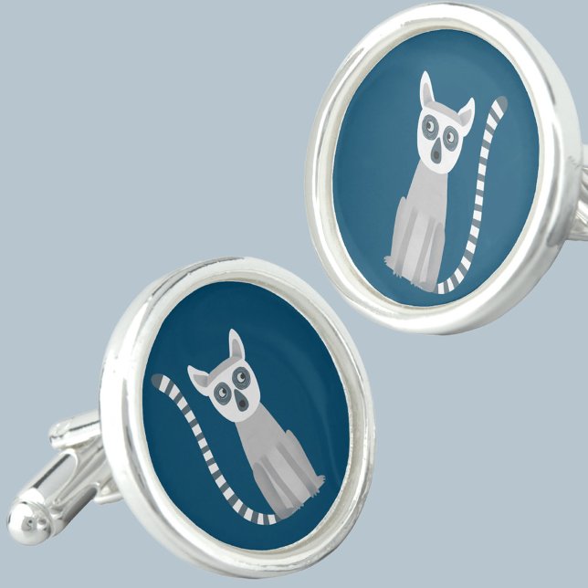 Ring Tailed Lemur Cufflinks (Fun Ring Tailed Lemur cufflinks for animal and wildlife lovers)
