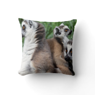 Ring-tailed Lemur Family Throw Pillow