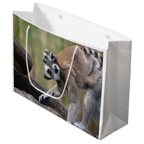 Ring_Tailed Lemur Mother And Baby Large Gift Bag