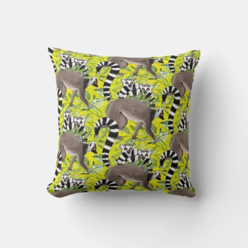 Ring_tailed Lemur of Madagascar Nature Lover Throw Pillow