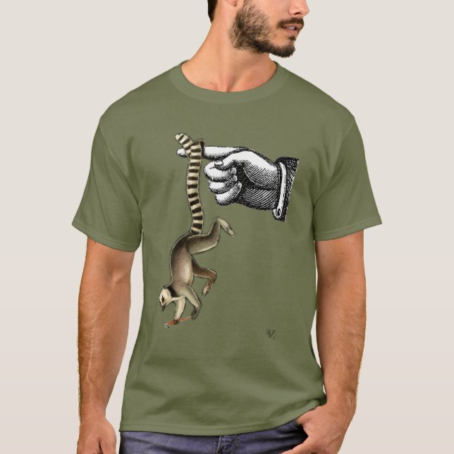 Ring Tailed Lemur on Finger 2 T-Shirt (Front)