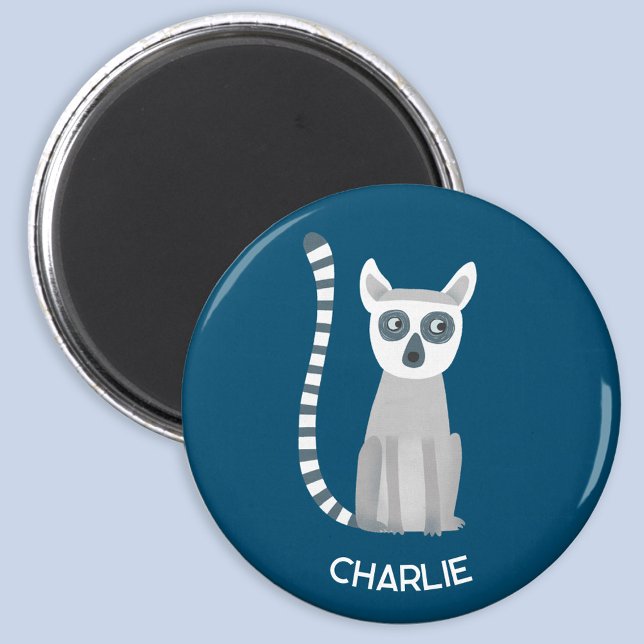 Ring Tailed Lemur Personalized Name Magnet (Fun personalized name ring tailed lemur magnet)