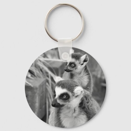 Ring_tailed lemur with baby black and white keychain