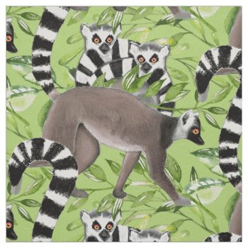 Ring-tailed Lemurs Of Madagascar Fabric by DoodleDeDoo at Zazzle