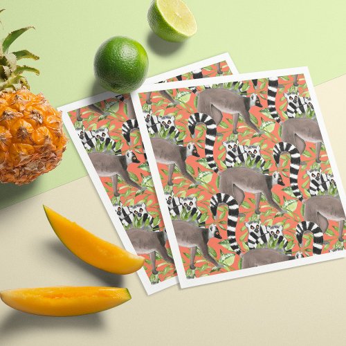 Ring_Tailed Lemurs of Madagascar in the Jungle Napkins