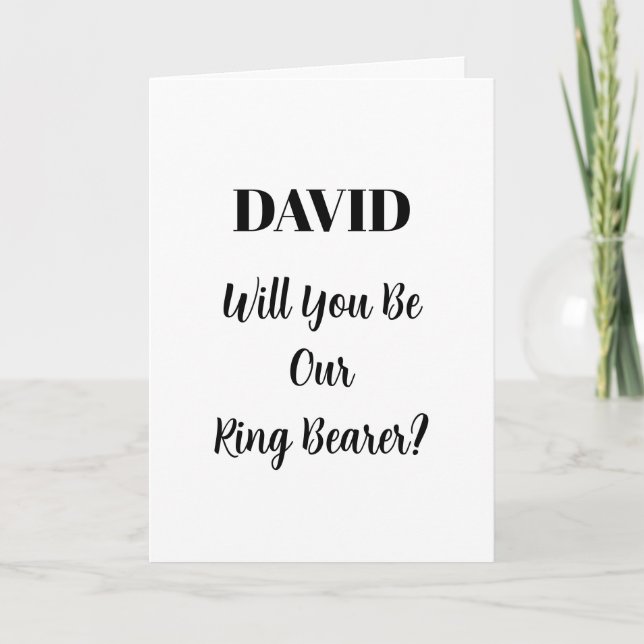 Ringbearer Black White Elegant Minimal Wedding Invitation (Front)