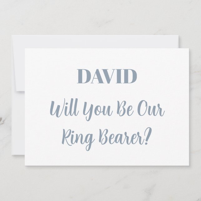 Ringbearer Custom Name Dusty Blue White Wedding Invitation (Front)