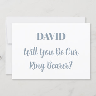 Ringbearer Custom Name Dusty Blue White Wedding Invitation