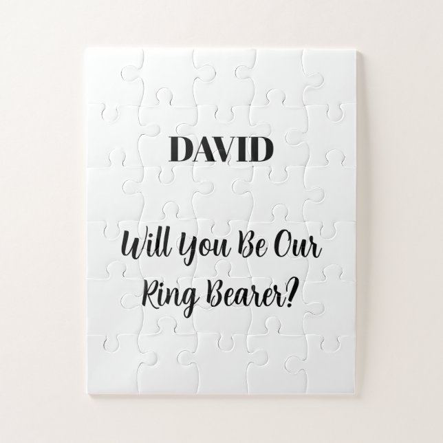 Ringbearer Custom Name Simple Minimal Wedding Jigsaw Puzzle (Vertical)