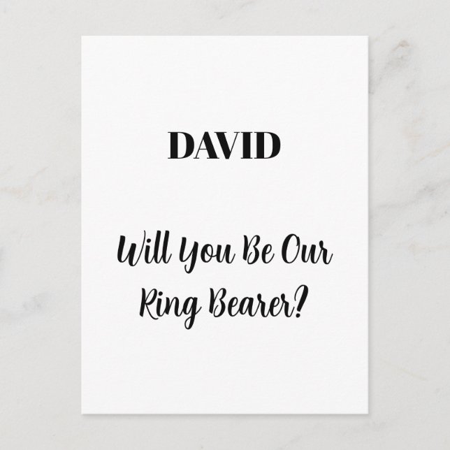 Ringbearer Custom Name Simple Minimal Wedding Postcard (Front)