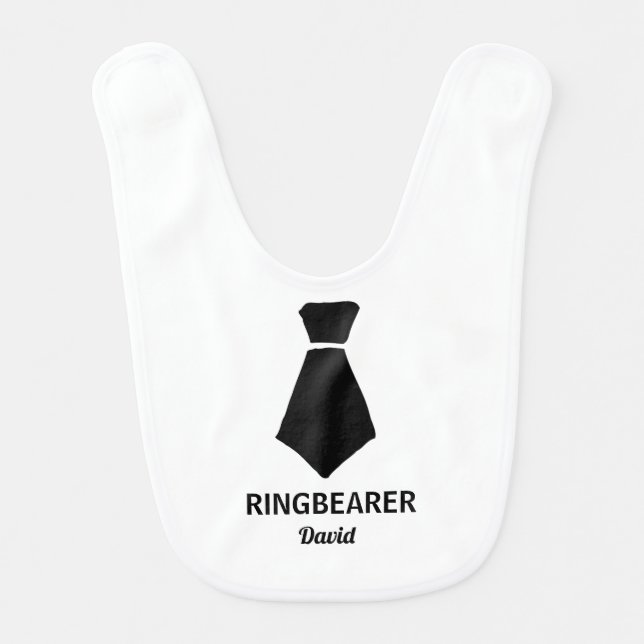 Ringbearer Dress Up Tie Custom Name Wedding 2023 Baby Bib (Front)