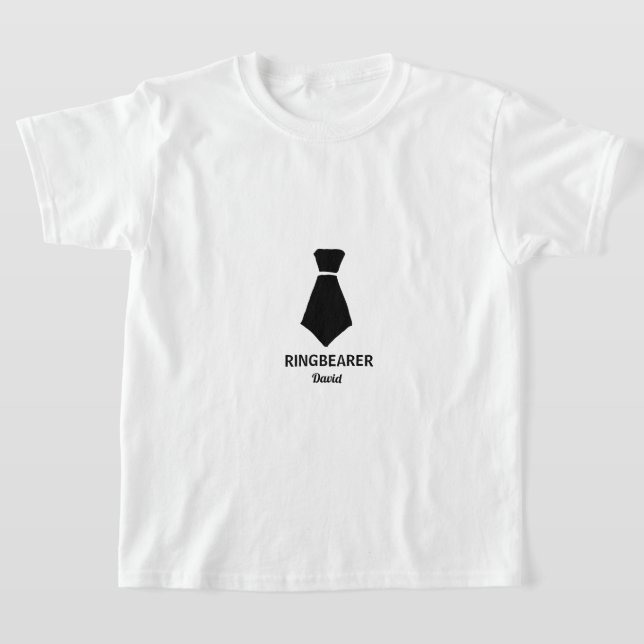 Ringbearer Dress Up Tie Custom Name Wedding 2023 T-Shirt (Laydown)