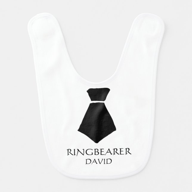 Ringbearer Dress Up Tie Custom Name Wedding Classy Baby Bib (Front)