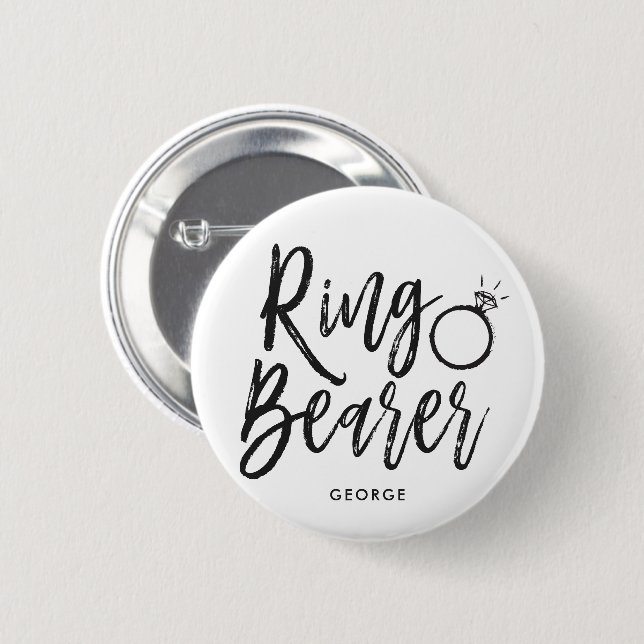Ringbearer | Script Style Custom Wedding Button (Front & Back)